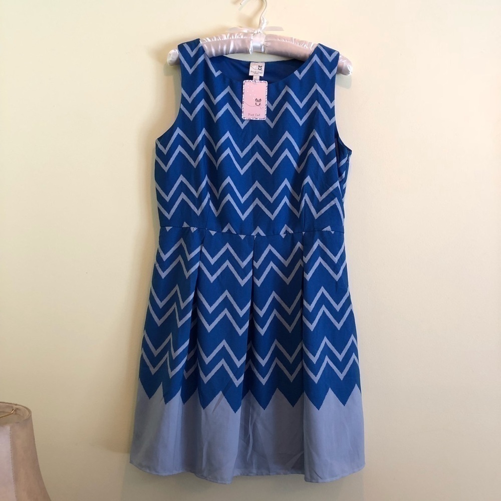 PINK OWL cute chevron pattern dress